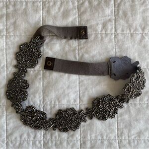Anthropologie Grey Beaded Women's Belt With Elasticated Back